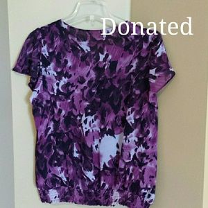 Sheer Floral Blouse,  shades of burgundy, size L